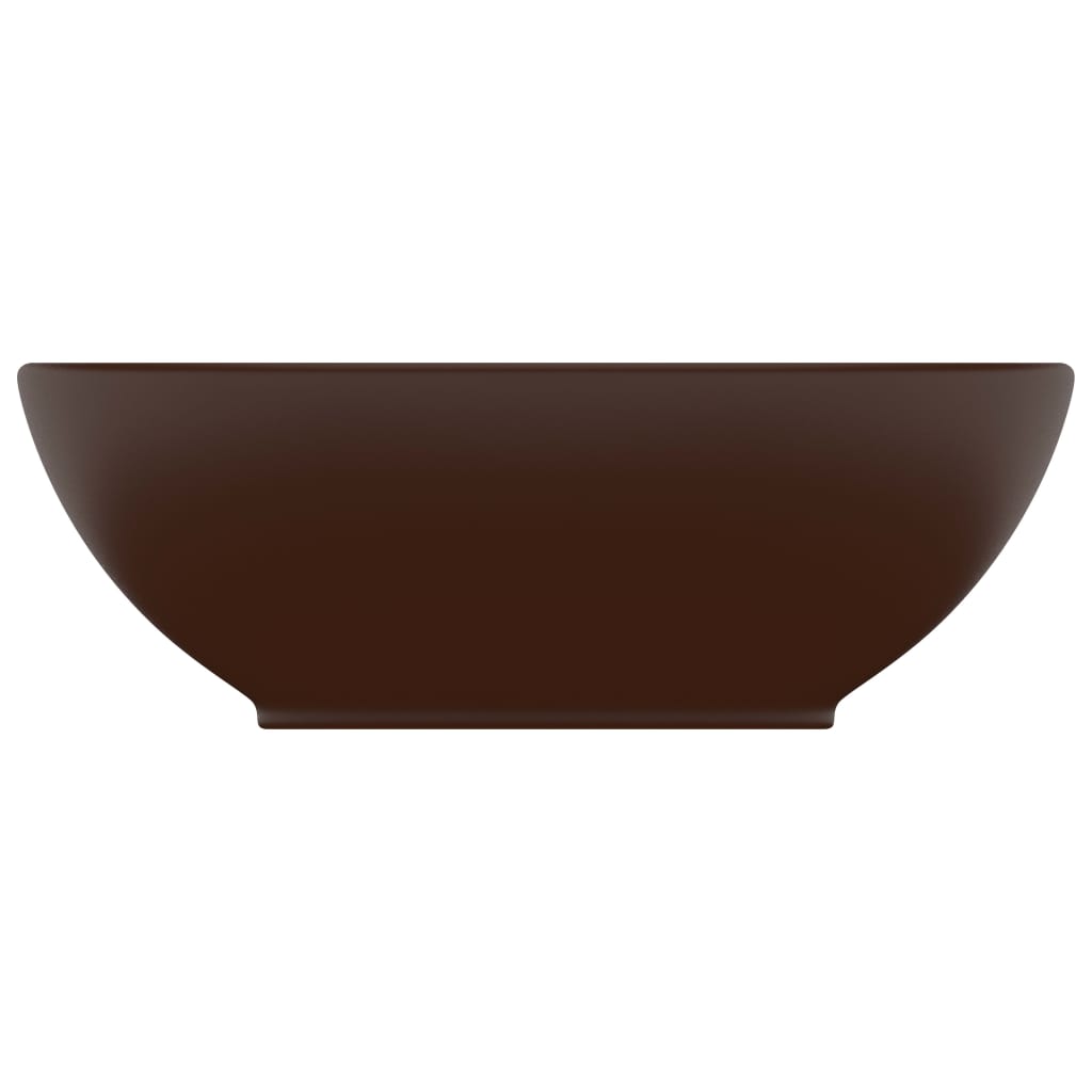 Lavandino Lusso Ovale Marrone Scuro Opaco 40x33 cm in Ceramica - homemem39