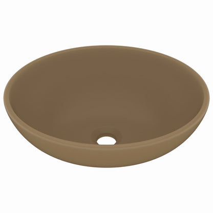 Lavandino Lusso Ovale Crema Opaco 40x33 cm in Ceramica