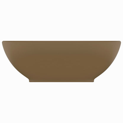 Lavandino Lusso Ovale Crema Opaco 40x33 cm in Ceramica
