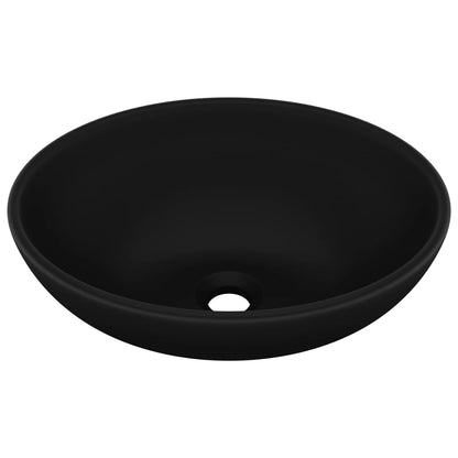 Lavandino Lusso Ovale Nero Opaco 40x33 cm in Ceramica - homemem39