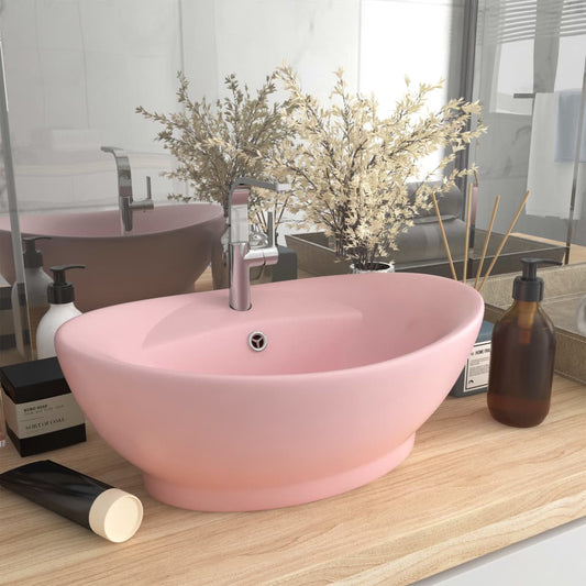 Lavandino con Troppopieno Ovale Rosa Opaco 58,5x39 cm Ceramica - homemem39