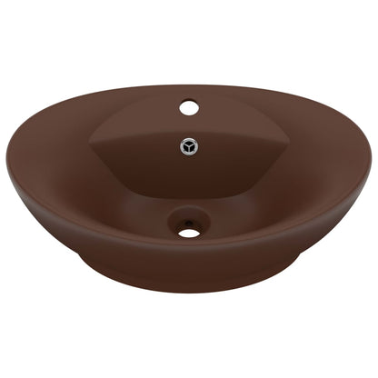 Lavabo con Troppopieno Ovale Marrone Opaco 58,5x39cm Ceramica - homemem39