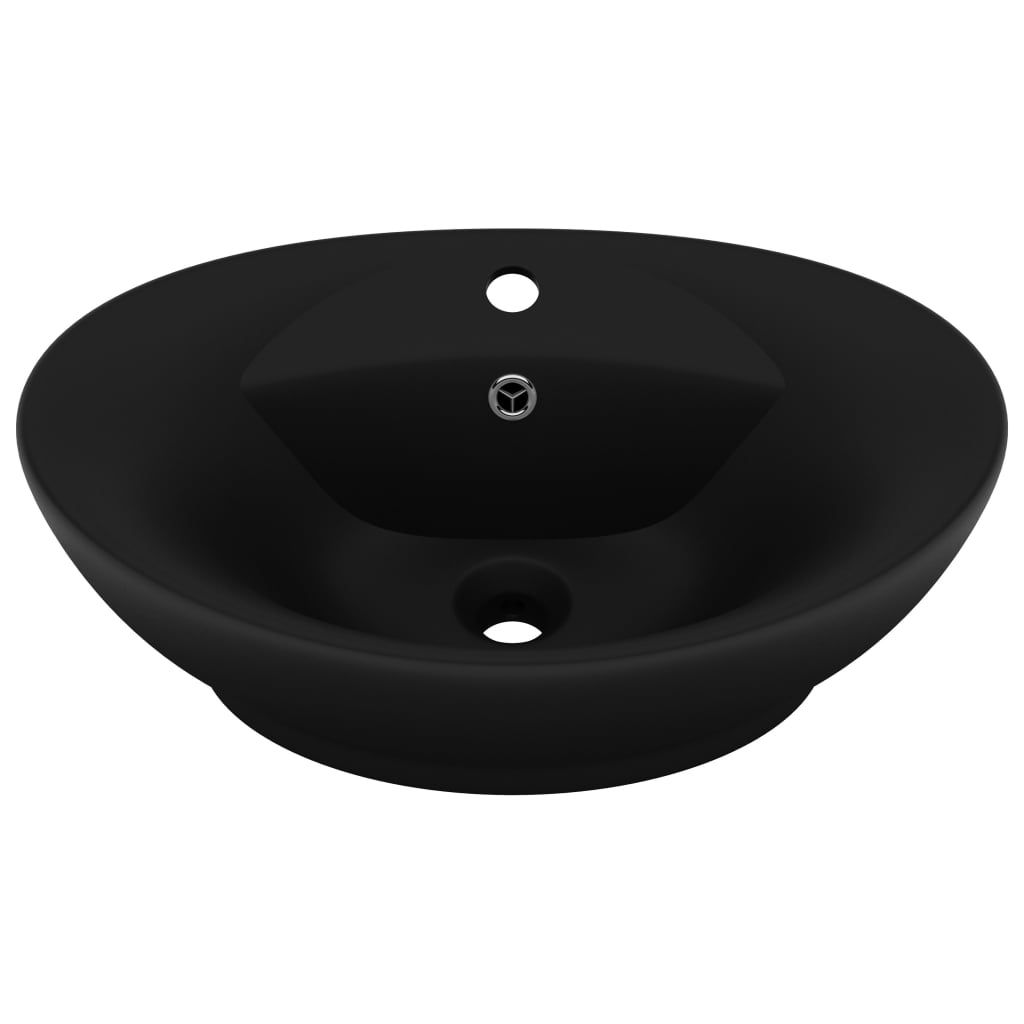 Lavandino con Troppopieno Ovale Nero Opaco 58,5x39cm Ceramica - homemem39