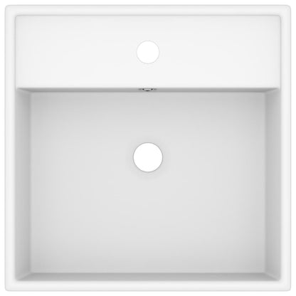 Lavabo Troppopieno Quadrato Bianco Opaco 41x41cm Ceramica