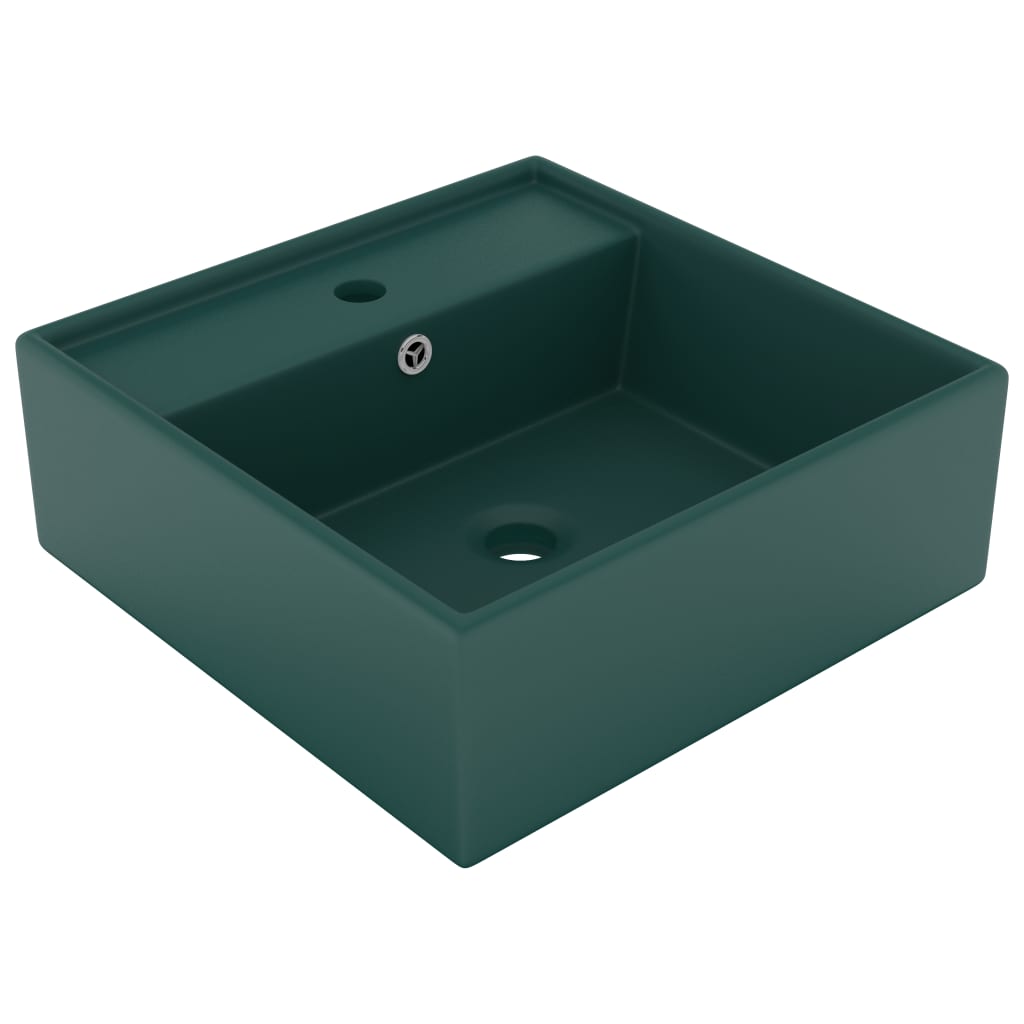 Lavabo con Troppopieno Quadrato Verde Opaco 41x41 cm Ceramica - homemem39