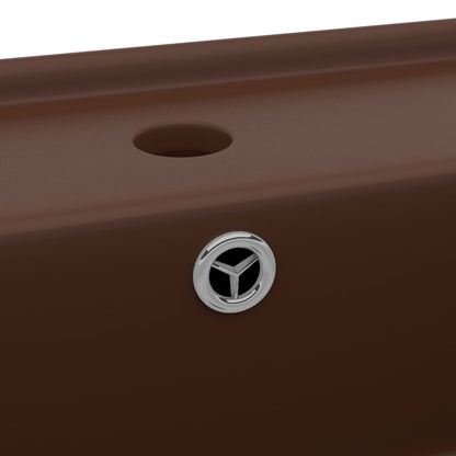Lavabo Troppopieno Cubico Marrone Scuro Opaco 41x41cm Ceramica - homemem39