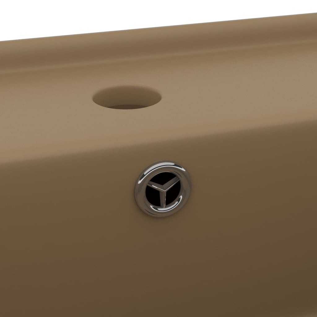 Lavabo Troppopieno Quadrato Crema Opaco 41x41cm Ceramica | homemem39