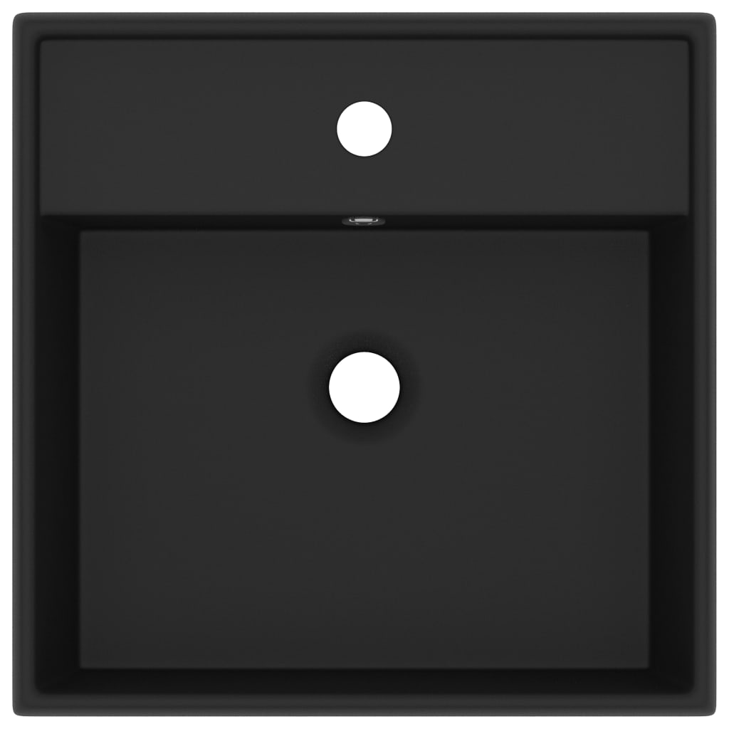 Lavabo Troppopieno Quadrato Nero Opaco 41x41cm Ceramica | homemem39