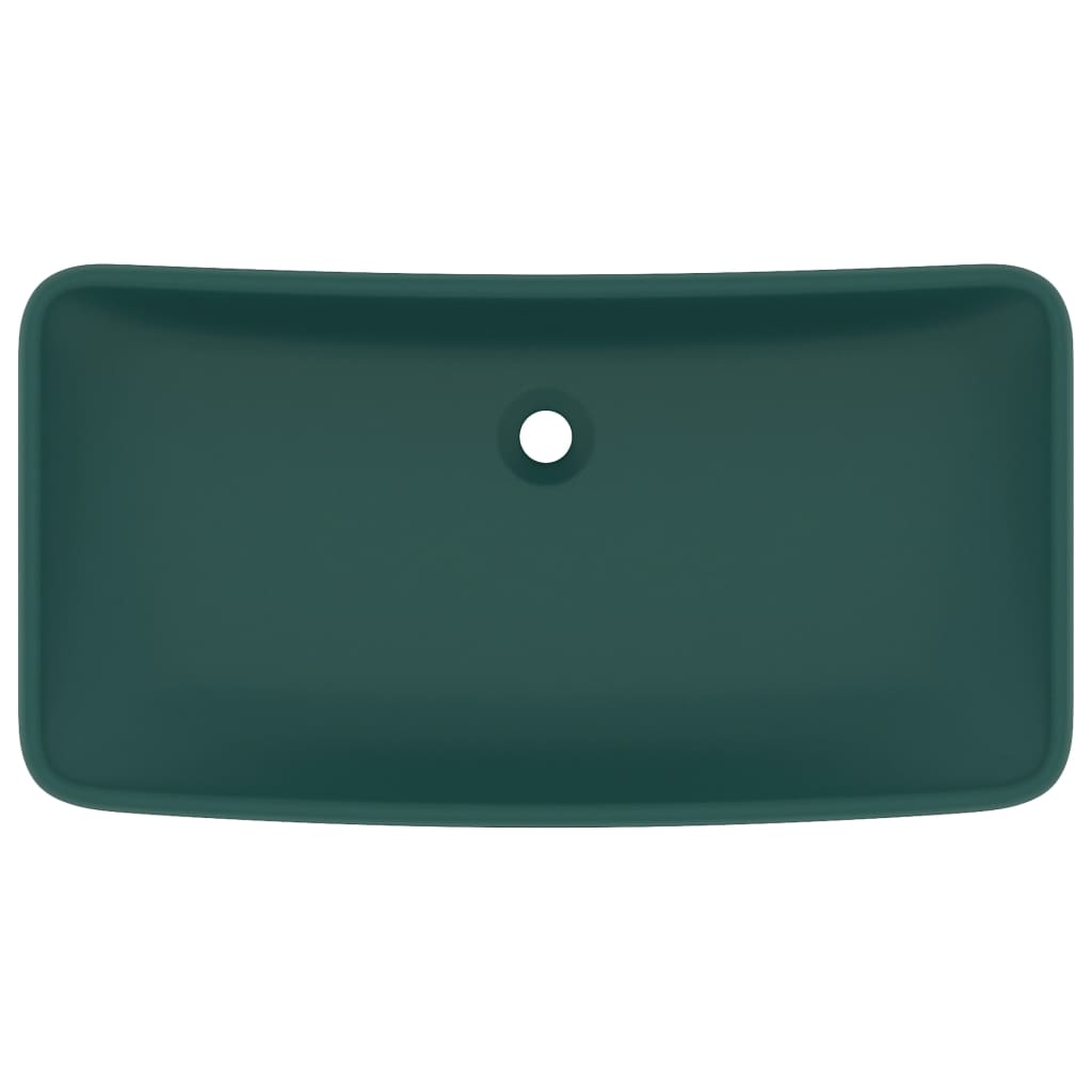 Lavabo Lusso Rettangolare Verde Scuro Opaco 71x38 cm Ceramica