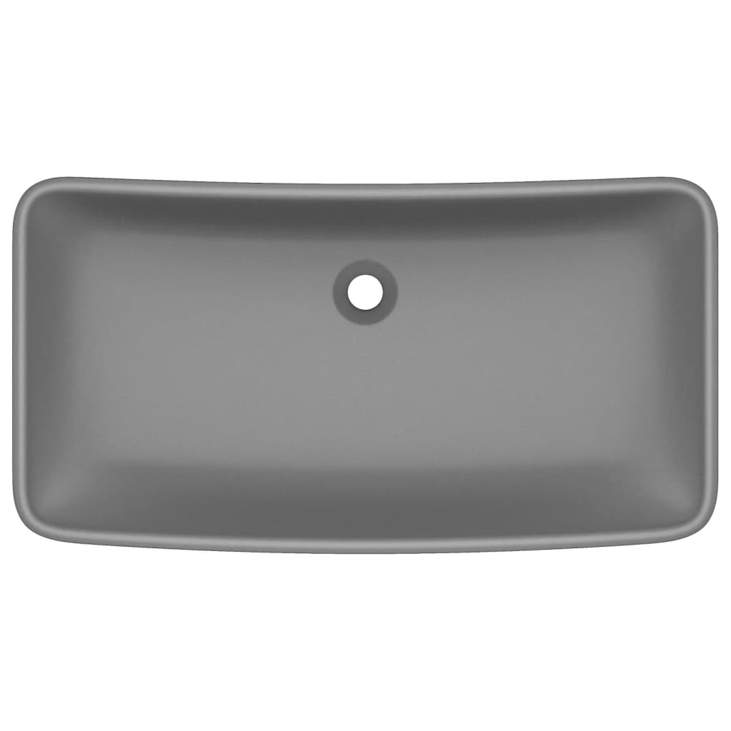 Lavabo Lusso Rettangolare Grigio Scuro Opaco 71x38 cm Ceramica - homemem39