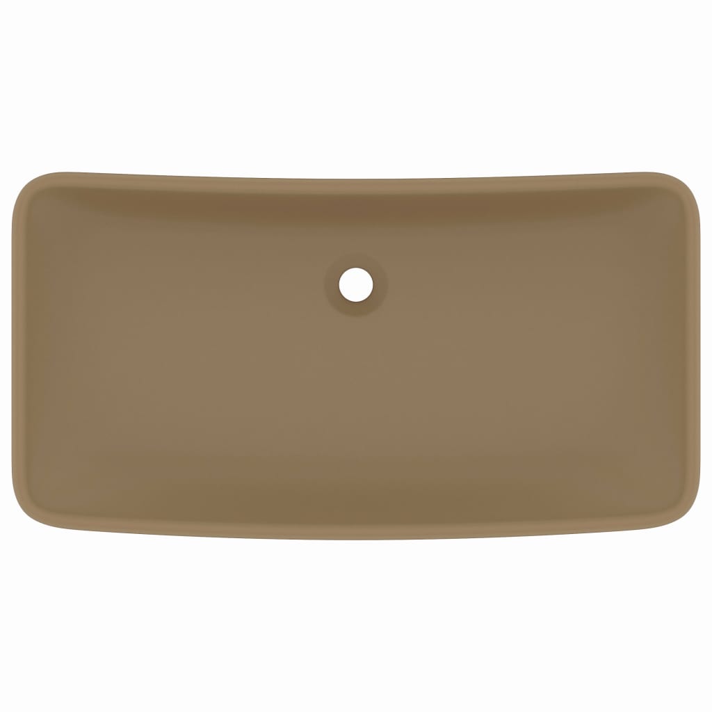 Lavandino Lusso Rettangolare Crema Opaco 71x38 cm in Ceramica - homemem39