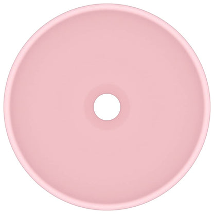 Lavandino Lusso Rotondo Rosa Opaco 32,5x14 cm in Ceramica - homemem39