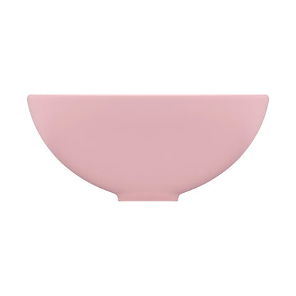 Lavandino Lusso Rotondo Rosa Opaco 32,5x14 cm in Ceramica