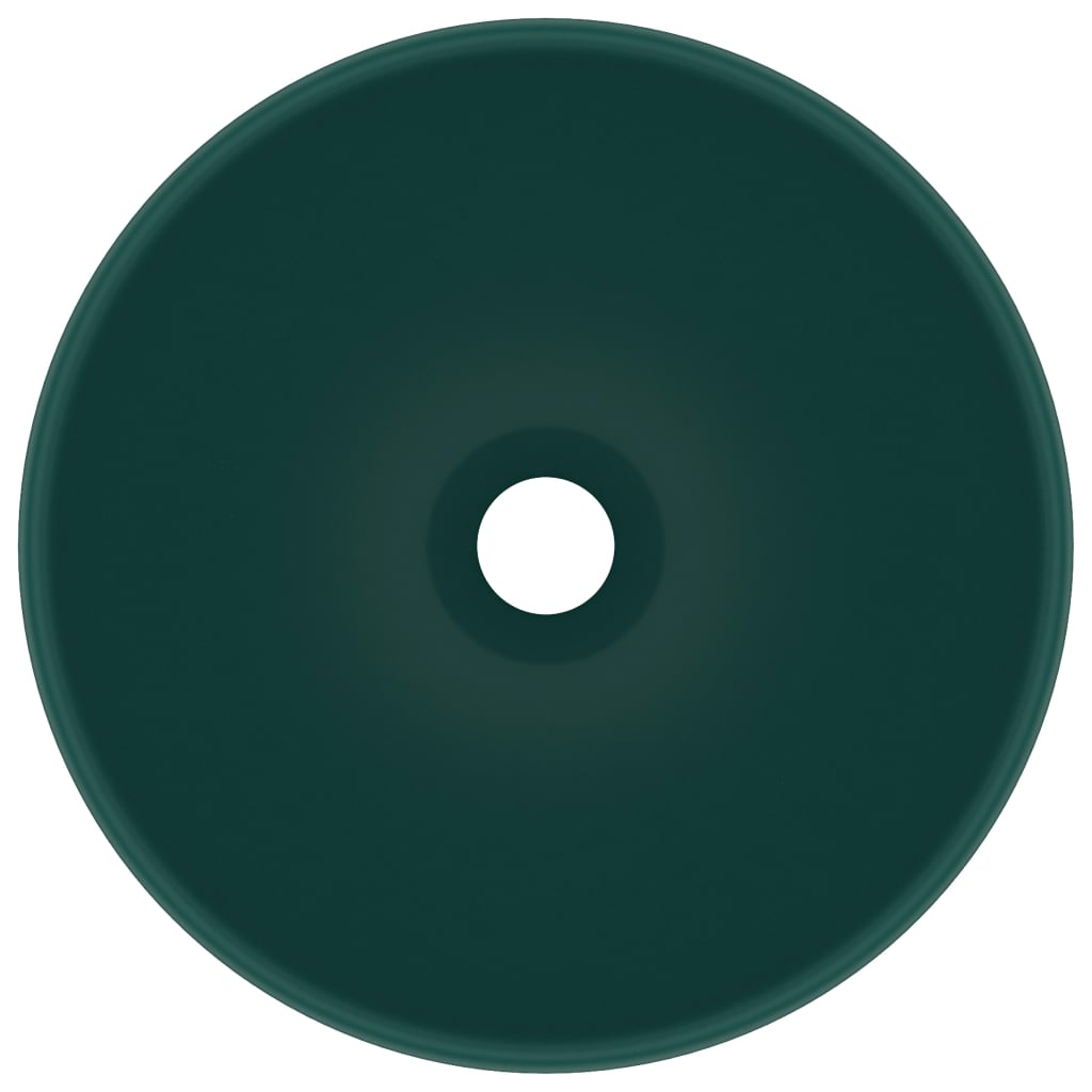 Lavandino Lusso Rotondo Verde Scuro Opaco 32,5x14 cm Ceramica - homemem39