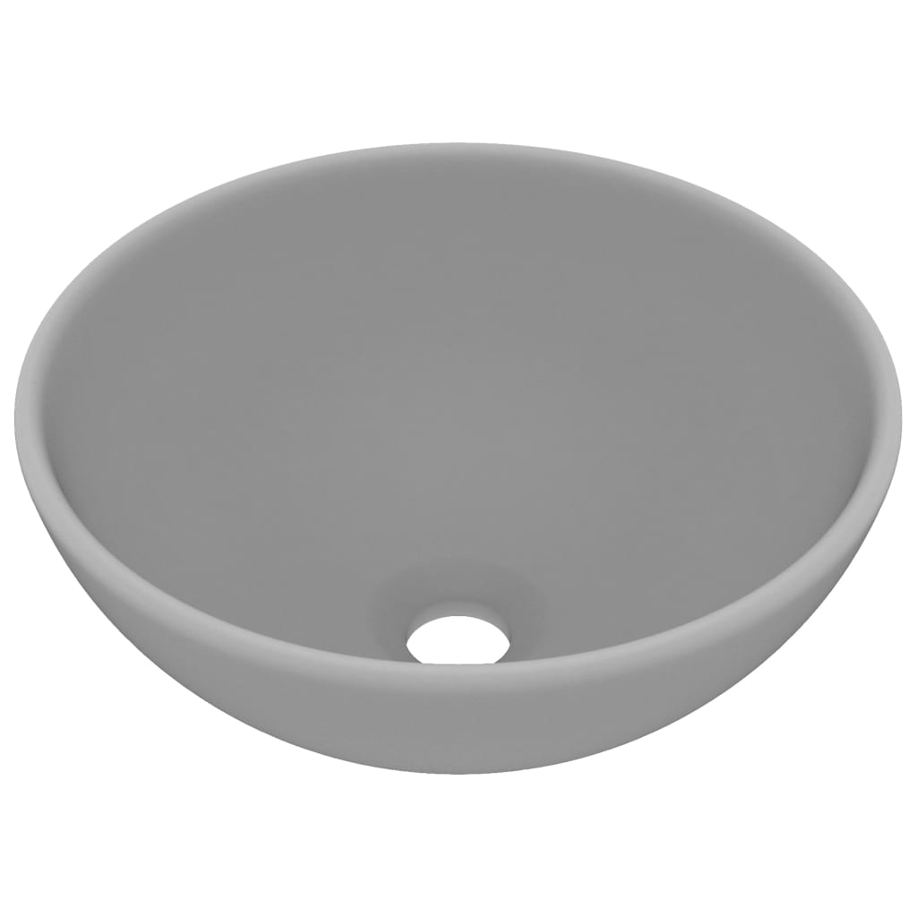 Lavandino Lusso Rotondo Grigio Chiaro Opaco 32,5x14 cm Ceramica - homemem39