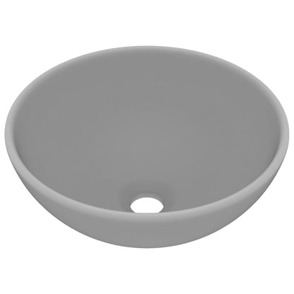 Lavandino Lusso Rotondo Grigio Chiaro Opaco 32,5x14 cm Ceramica - homemem39