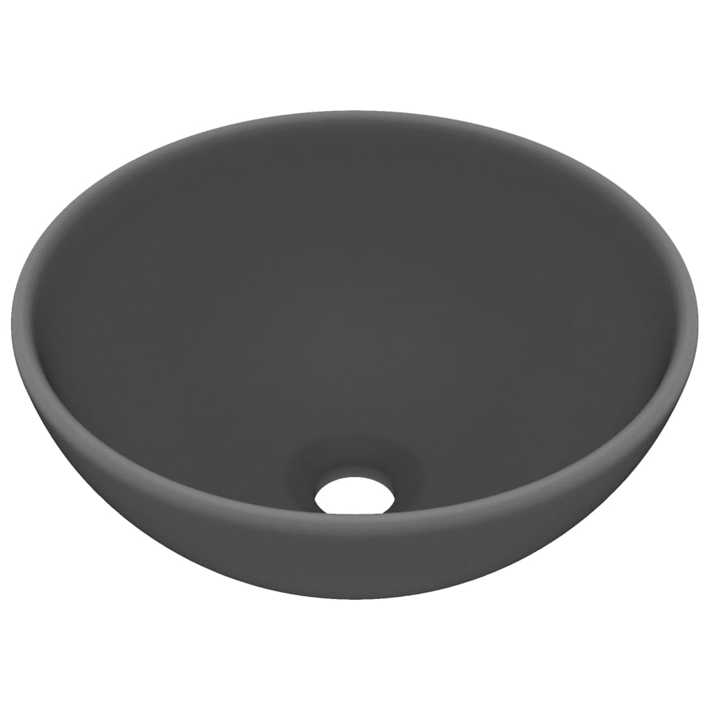 Lavandino Lusso Rotondo Grigio Scuro Opaco 32,5x14 cm Ceramica - homemem39