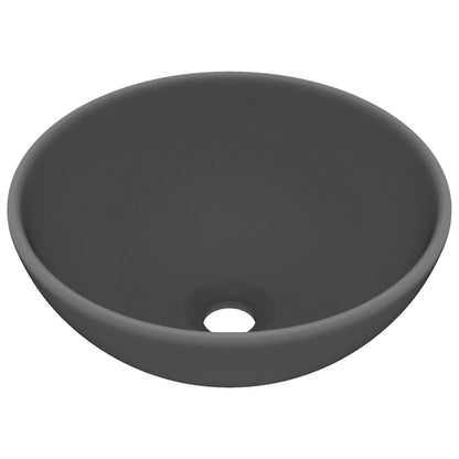 Lavandino Lusso Rotondo Grigio Scuro Opaco 32,5x14 cm Ceramica - homemem39