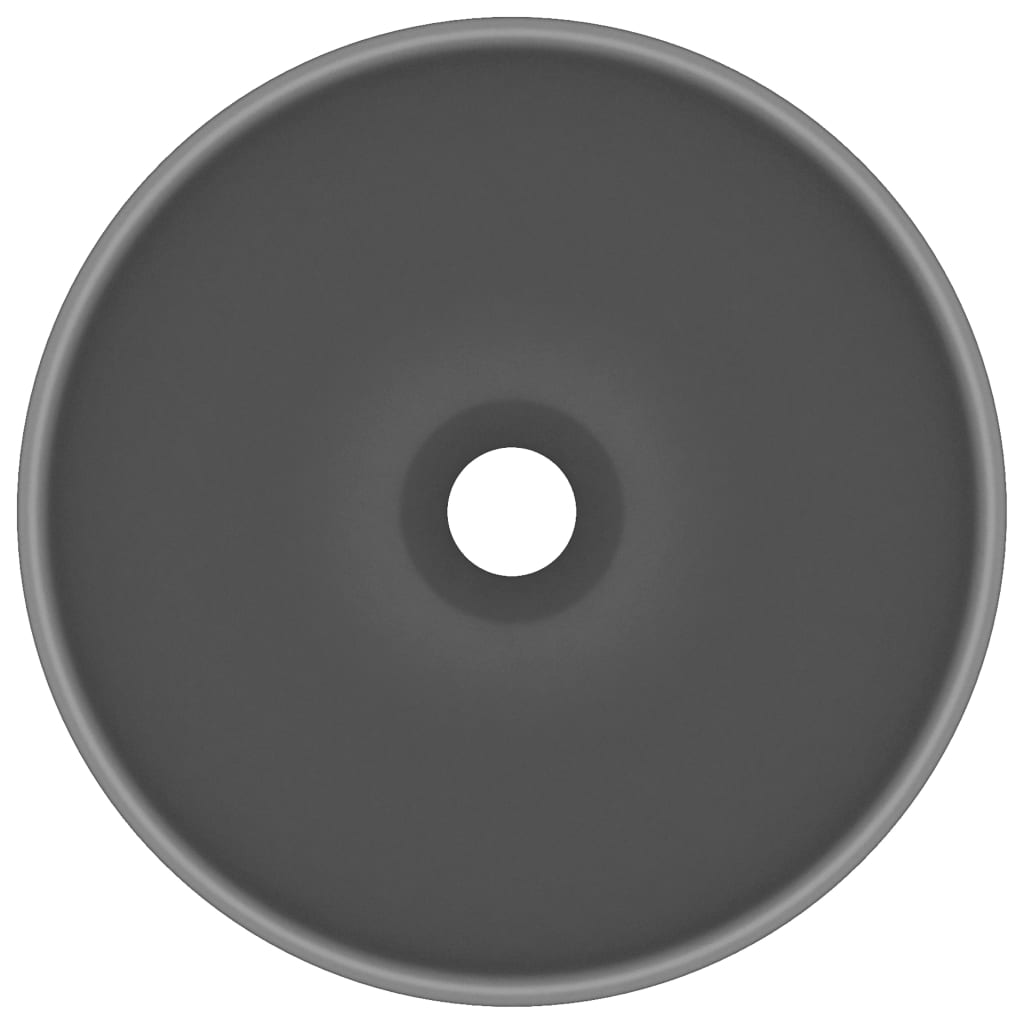 Lavandino Lusso Rotondo Grigio Scuro Opaco 32,5x14 cm Ceramica - homemem39