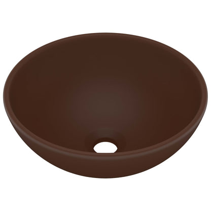Lavandino Lusso Rotondo Marrone Scuro Opaco 32,5x14 cm Ceramica - homemem39
