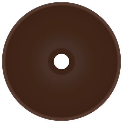 Lavandino Lusso Rotondo Marrone Scuro Opaco 32,5x14 cm Ceramica - homemem39