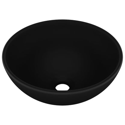 Lavandino Lusso Rotondo Nero Opaco 32,5x14 cm in Ceramica - homemem39