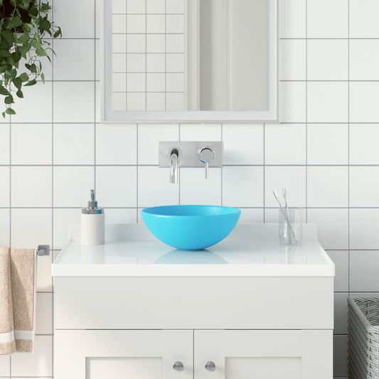Lavandino da Bagno in Ceramica Verde Chiaro Rotondo - homemem39