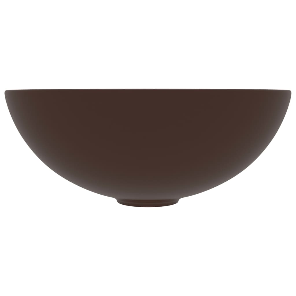 Lavandino da Bagno in Ceramica Marrone Scuro Rotondo - homemem39