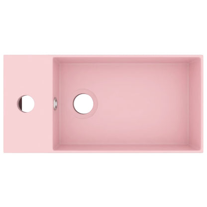 Lavandino con Troppopieno in Ceramica Rosa Opaco - homemem39