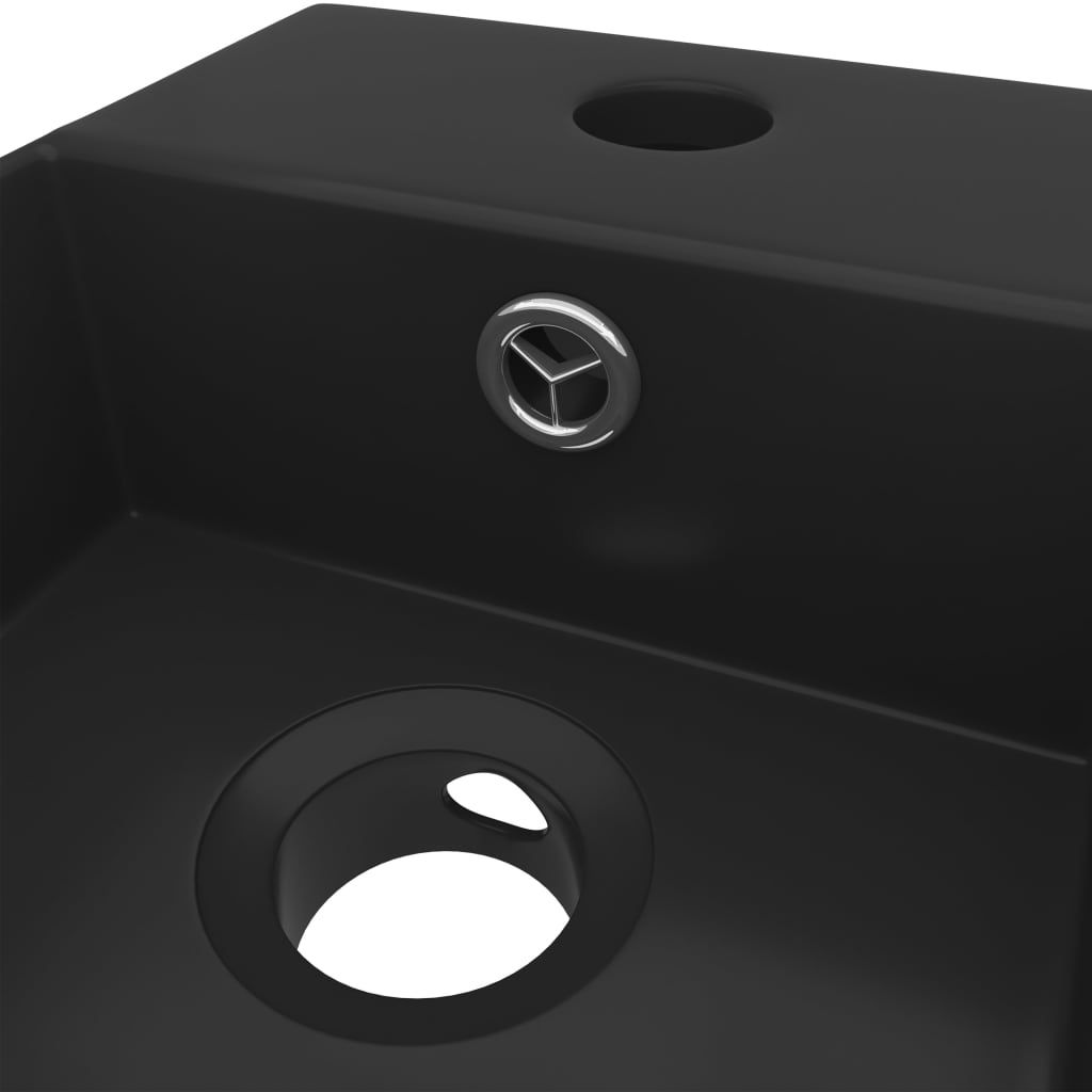 Lavandino con Troppopieno in Ceramica Nero Opaco - homemem39