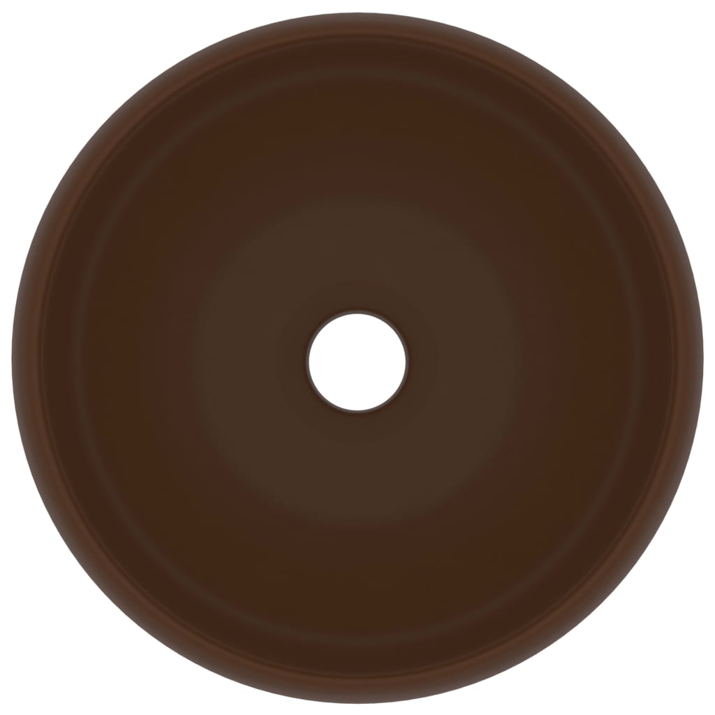 Lavandino Lusso Rotondo Marrone Scuro Opaco 40x15cm in Ceramica
