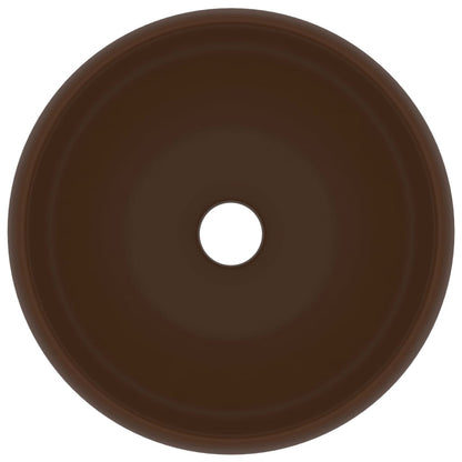 Lavandino Lusso Rotondo Marrone Scuro Opaco 40x15cm in Ceramica