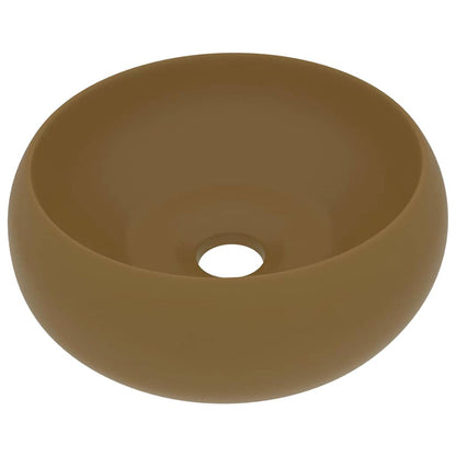 Lavandino Lusso Rotondo Crema Opaco 40x15 cm in Ceramica | homemem39