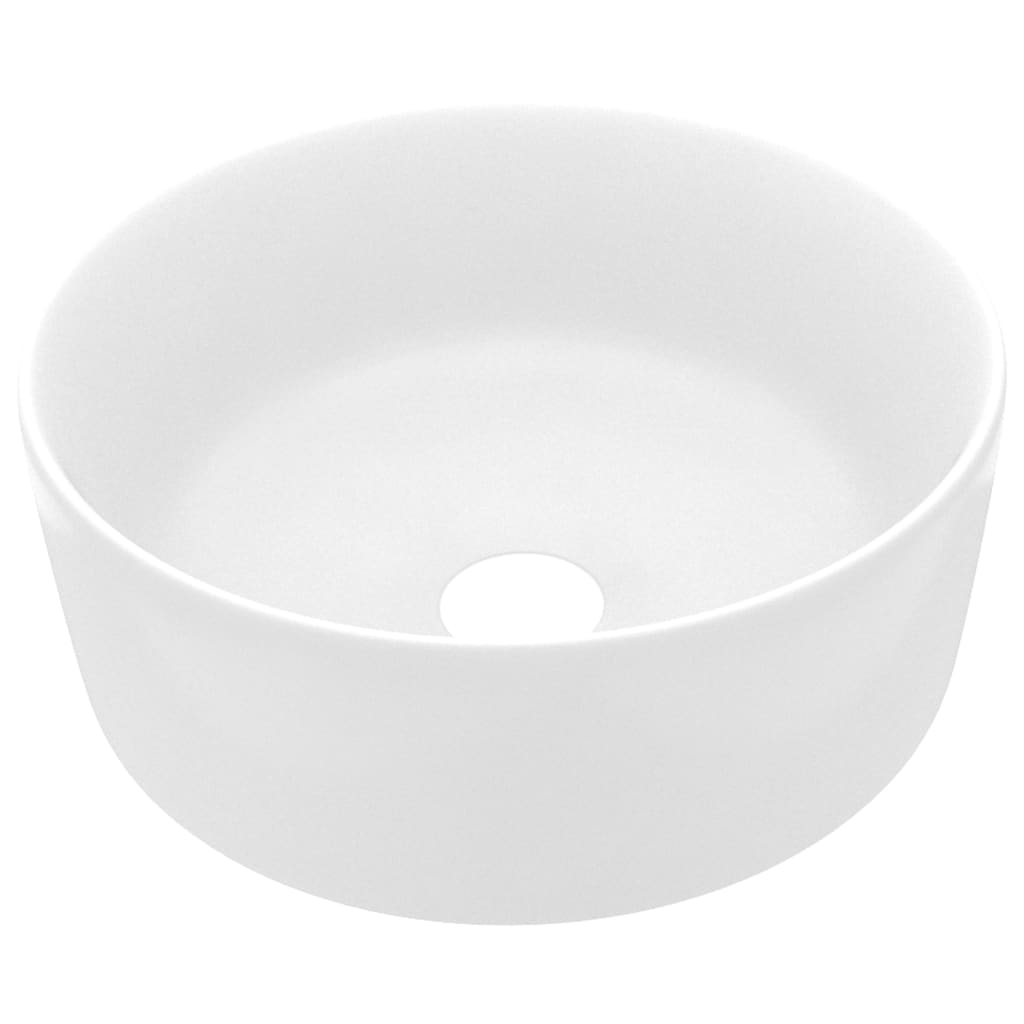 Lavandino Lusso Rotondo Bianco Opaco 40x15 cm in Ceramica - homemem39