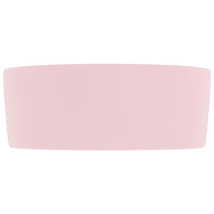 Lavandino Lusso Rotondo Rosa Opaco 40x15 cm in Ceramica