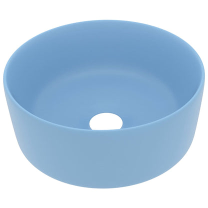 Lavandino Lusso Rotondo Azzurro Opaco 40x15 cm in Ceramica - homemem39