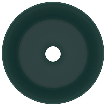 Lavandino Lusso Rotondo Verde Scuro Opaco 40x15 cm in Ceramica - homemem39