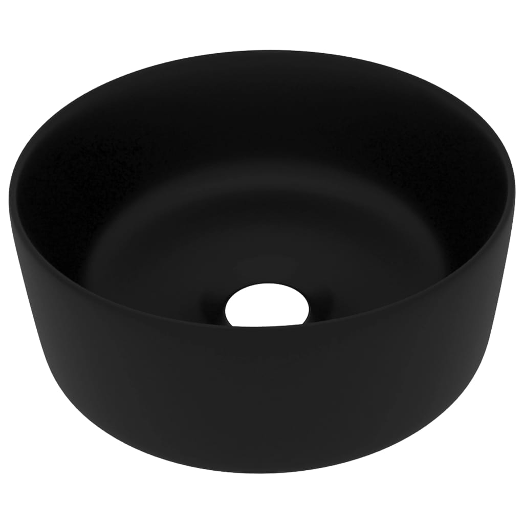 Lavandino Lusso Rotondo Nero Opaco 40x15 cm in Ceramica - homemem39