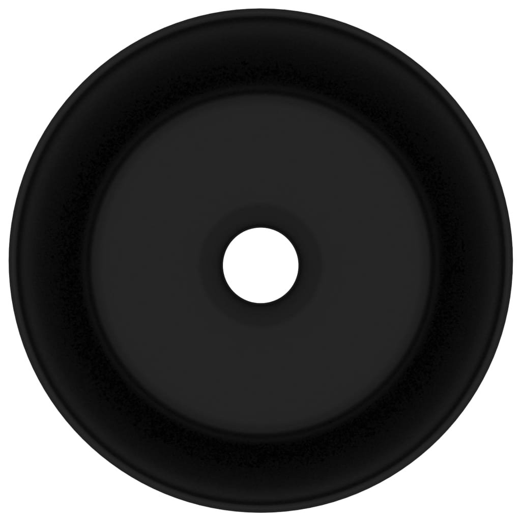 Lavandino Lusso Rotondo Nero Opaco 40x15 cm in Ceramica - homemem39
