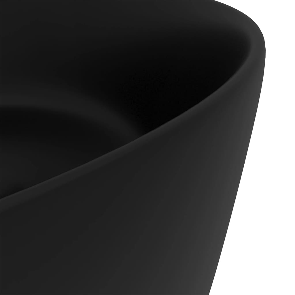 Lavandino Lusso Rotondo Nero Opaco 40x15 cm in Ceramica - homemem39