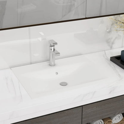 Lavandino con Foro Rubinetto Bianco Opaco 60x46 cm in Ceramica - homemem39