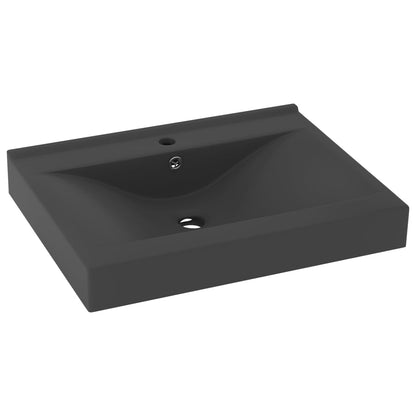 Lavabo con Foro Rubinetto Grigio Scuro Opaco 60x46 cm Ceramica - homemem39