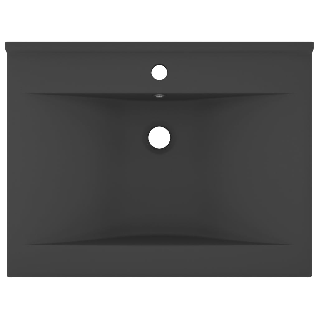 Lavabo con Foro Rubinetto Grigio Scuro Opaco 60x46 cm Ceramica - homemem39