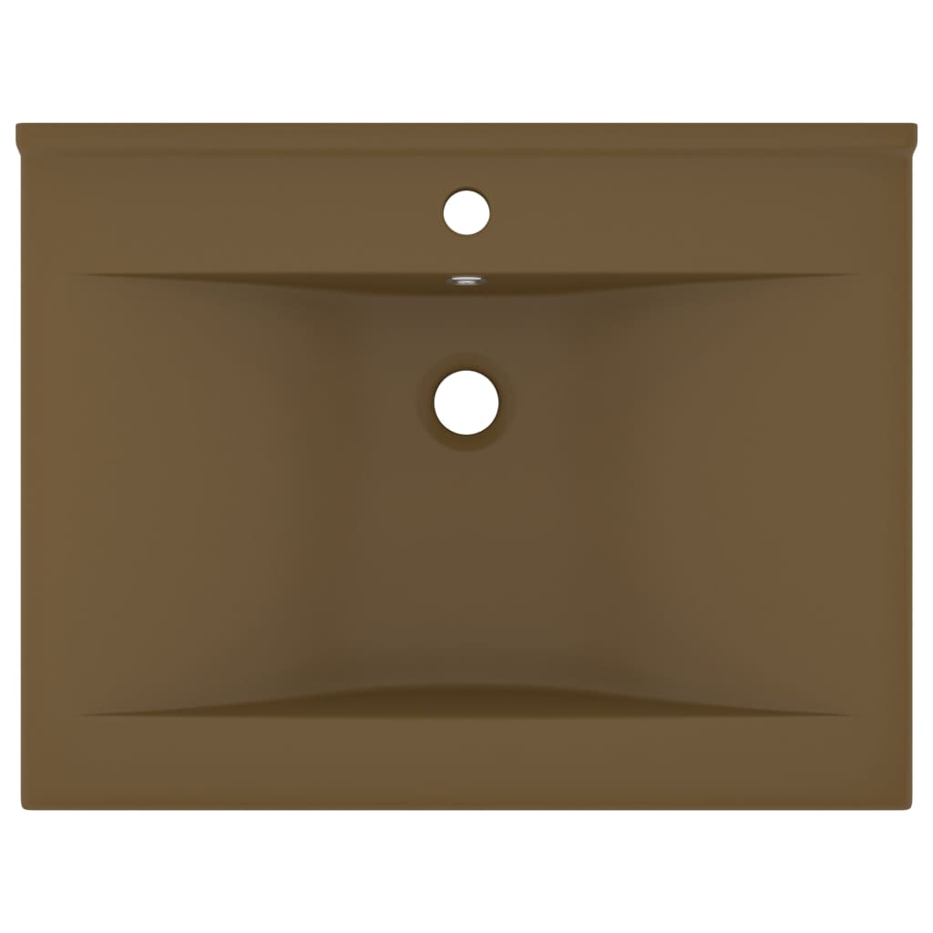 Lavandino con Foro Rubinetto Crema Opaco 60x46 cm in Ceramica - homemem39