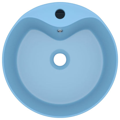 Lavandino con Troppopieno Azzurro Opaco 36x13 cm in Ceramica - homemem39