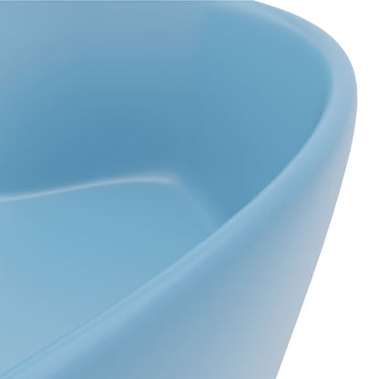 Lavandino con Troppopieno Azzurro Opaco 36x13 cm in Ceramica - homemem39