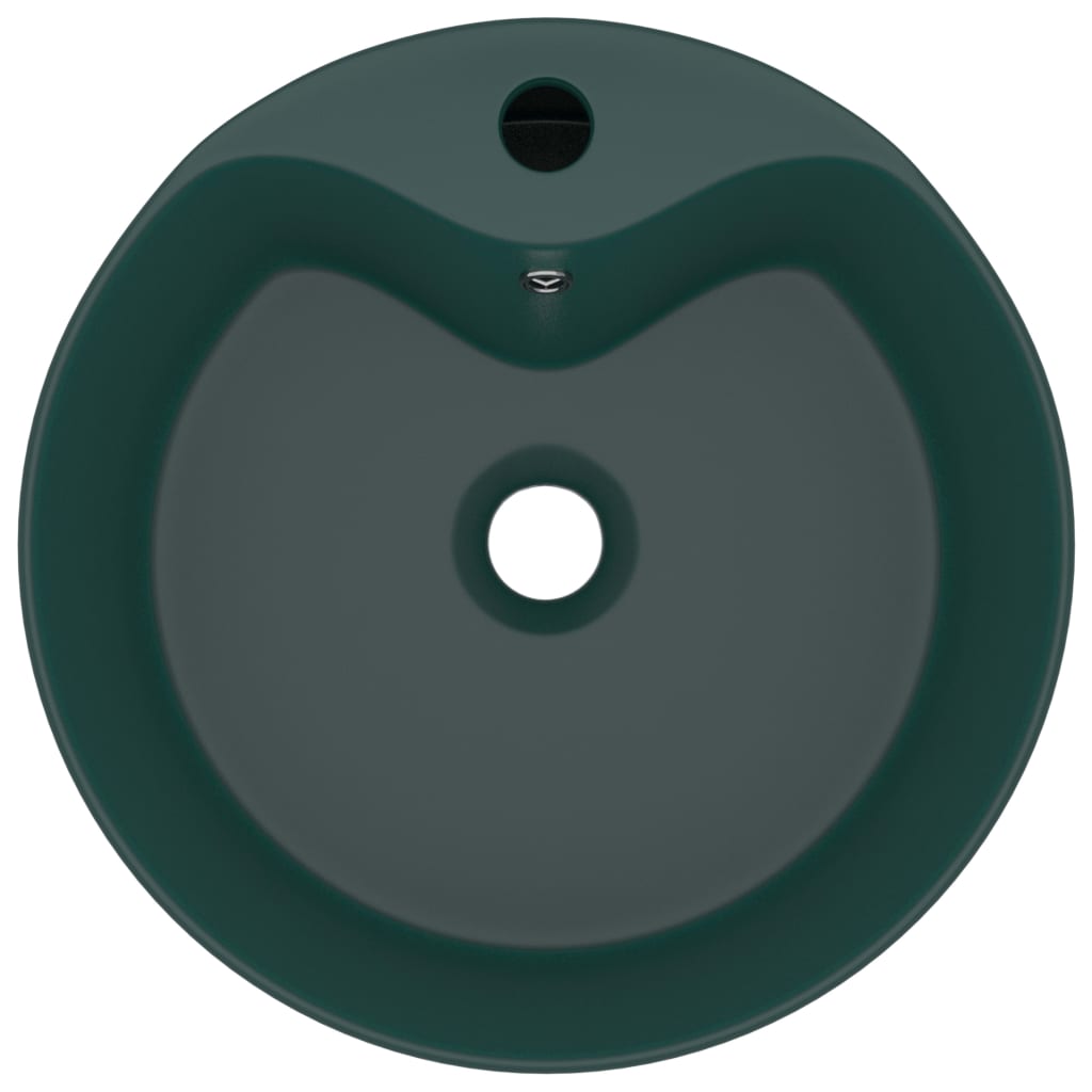 Lavandino con Troppopieno Verde Scuro Opaco 36x13cm in Ceramica - homemem39