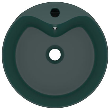 Lavandino con Troppopieno Verde Scuro Opaco 36x13cm in Ceramica - homemem39