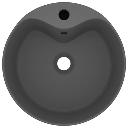 Lavandino con Troppopieno Grigio Scuro Opaco 36x13 cm Ceramica
