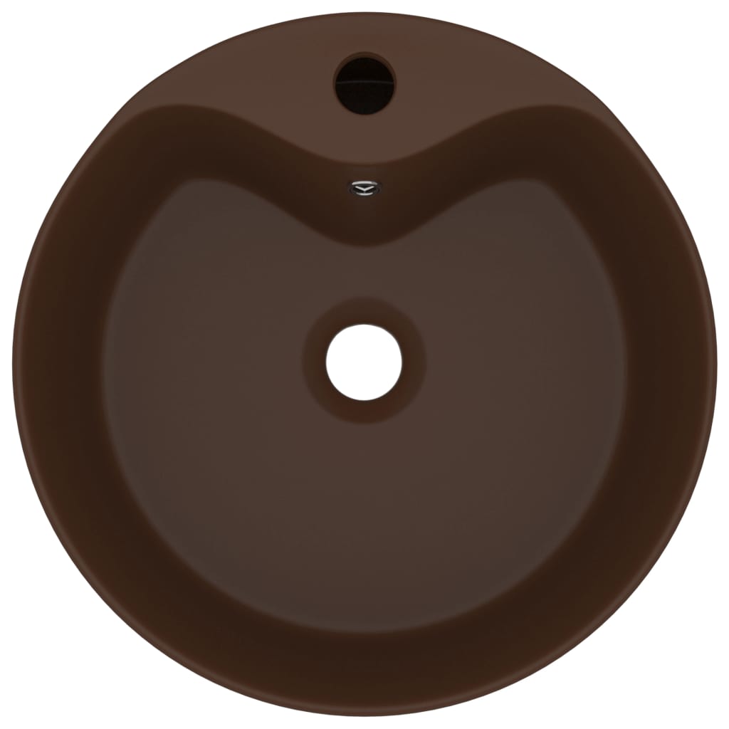Lavandino con Troppopieno Marrone Scuro Opaco 36x13 cm Ceramica - homemem39